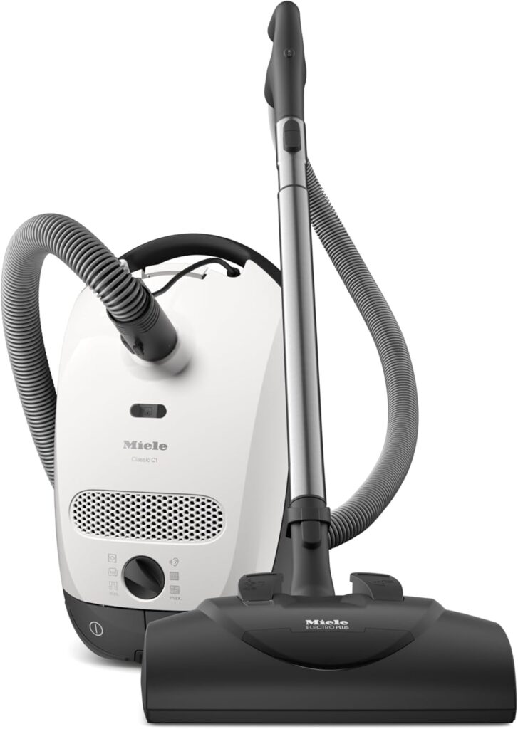 Miele Classic C1 Cat & Dog Bagged Canister Vacuum, Lotus White – Pet Hair, Portable