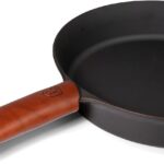 Field Company Brown Leather Handle Cover – USA Made Vegetable-Tanned Heat Protection for Field Company Cast Iron Skillets