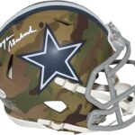 Roger Staubach Autographed/Signed Dallas Cowboys Camo Mini Helmet BAS