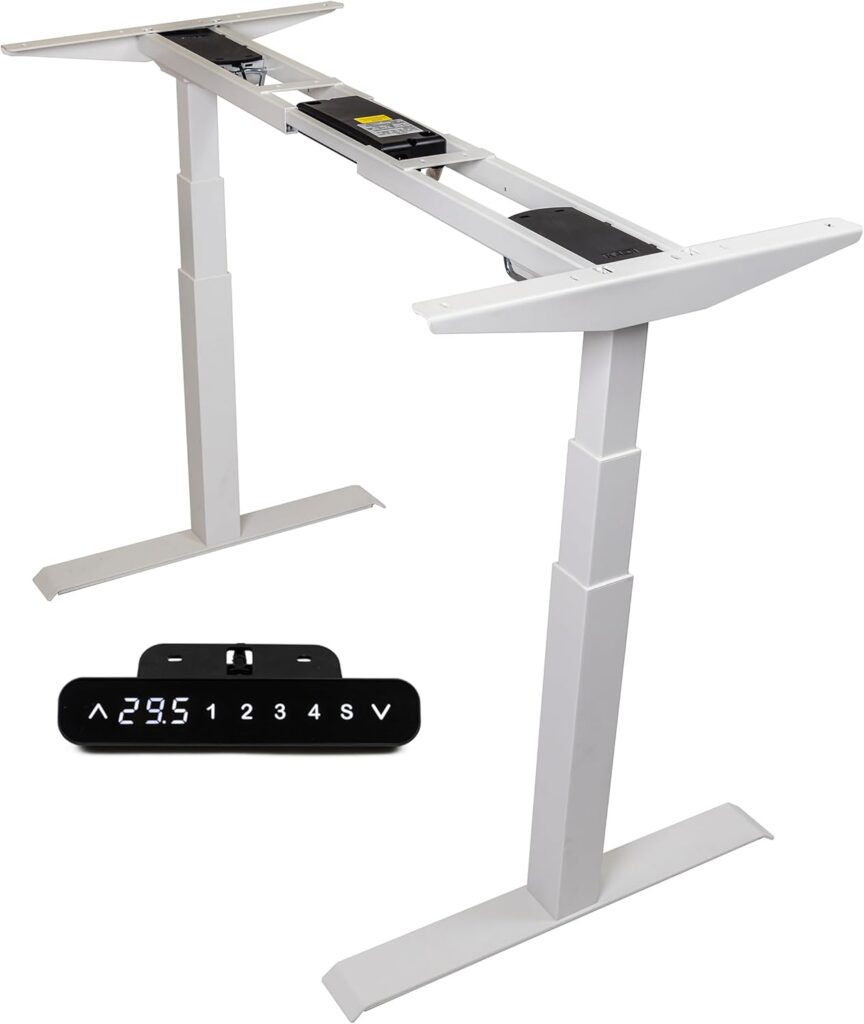 ApexDesk K Series Desk Base 3 Stage with Dual Motor Electric Adjustable Standing Desk Base Electric for Home and Office Width and Height Adjustable (White Frame only)