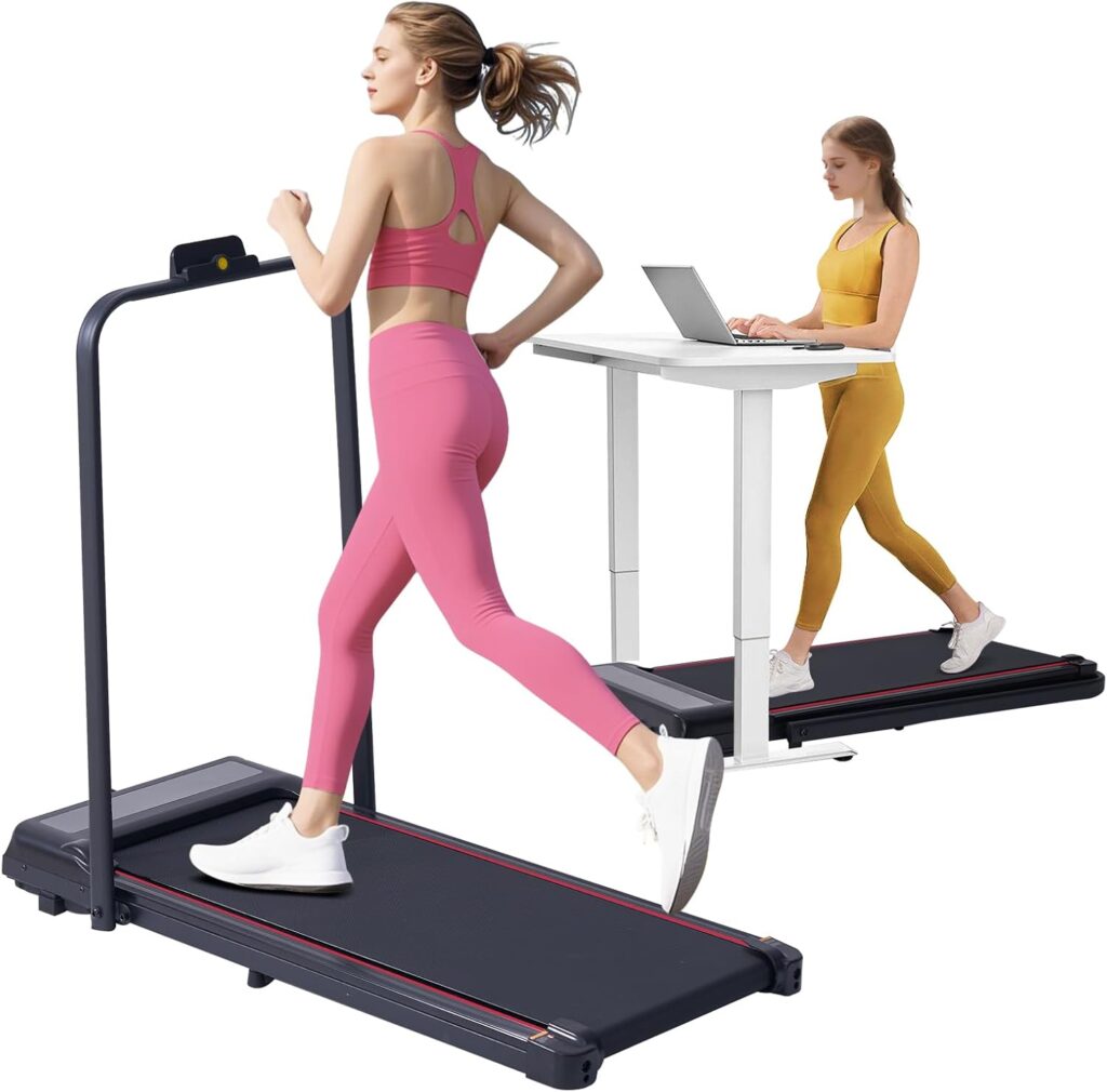 Walking Pad with Handle Bar and Incline, 3.0HP Electric Portable Small Treadmills with Incline for Home Small Spaces, 0.6-7.6MPH Compact Walking Pads Treadmill with Handles, 350LBS