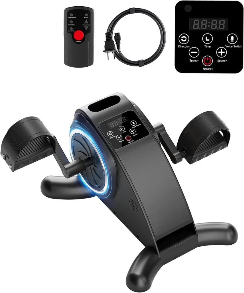 Under Desk Bike, Electric Mini Exercise Bike Pedal Exerciser for Leg/Arm Exercise,12 Adjustable Speeds & LCD Display Leg Exerciser While Sitting for Seniors, Low-Impact Cardio Cycling Equipment