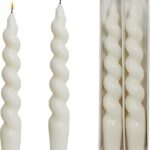 White Taper Candles Stick Spiral Twisted Candles H 7.5inch Wax Unscented Dinner Candle Smokeless for Home Decor, Relaxation & All Occasions(White)