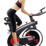 Goplus Indoor Cycling Bike, Silent Belt Drive Exercise Bike with Phone Holder, Adjustable Seat, LCD Monitor, Stationary Bicycle for Home Gym Workout