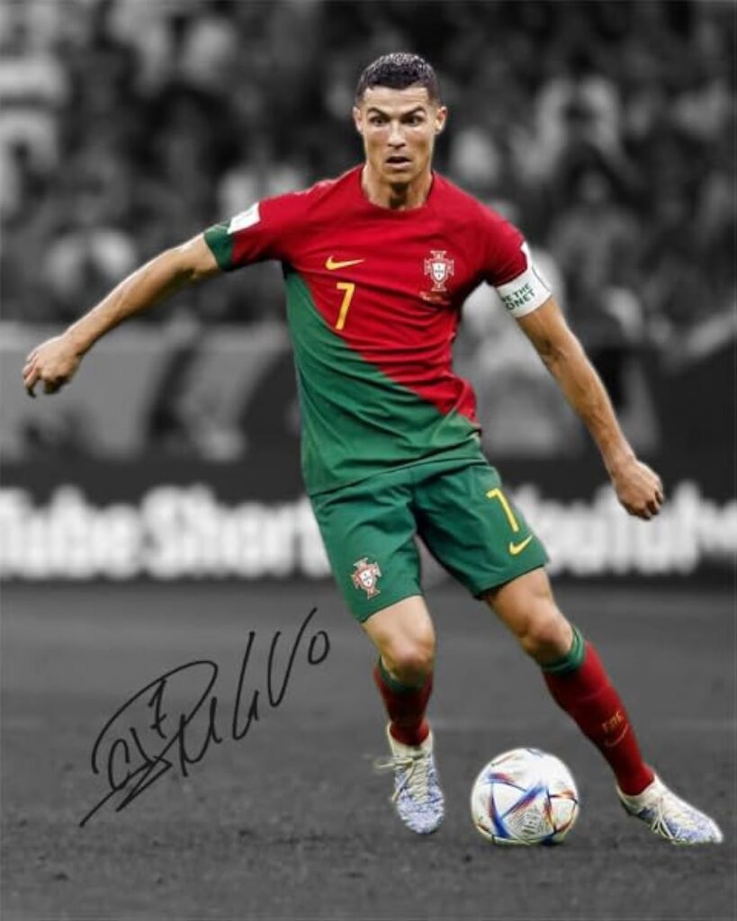 Ikonic Fotohaus Cristiano Ronaldo Soccer Goat Signed Photo Autograph Print Wall Art Home Decor