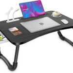 Zapuno Laptop Lap Desk, Foldable Laptop Table Tray with 4 USB Ports Storage Drawer and Cup Holder, Lap Bed Desk Notebook Stand Laptray Portable Standing Table for Bed Couch Floor