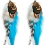 Long Feather Earrings for Women, Boho Bohemian Earrings Multicolor Tassel Handmade Feather Earrings for Women Dangling