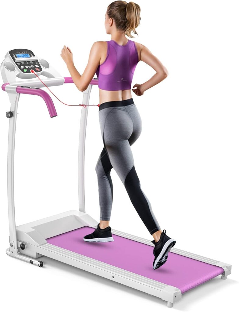 Goplus Foldable Treadmill, Freestanding Portable Treadmill with 12 Preset Programs, LCD Monitor, Built-in Wheels & Pulse Sensor, Folding Compact Treadmills for Home Small