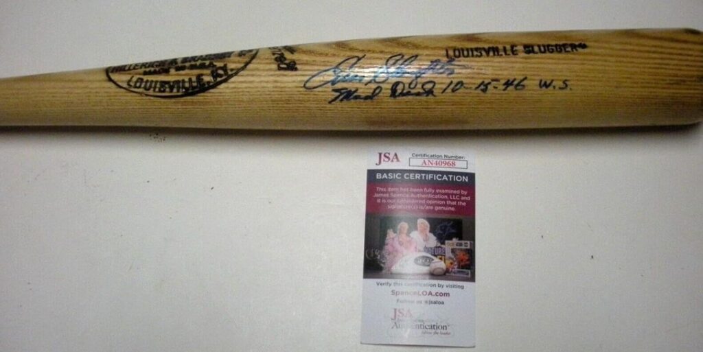 Enos Slaughter Johnny Pesky St.louis Cardinals Mad Dash Jsa/coa Signed Bat – Autographed MLB Bats