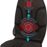 Homedics Portable Heating and Vibrating Back Massage Cushion with Adjustable Intensity and Integrated Straps