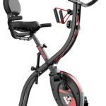 HAPBEAR Folding Exercise Bike Magnetic Foldable Stationary Bike, 3 in 1 Mode Indoor Upright Fitness Workout X-Bike with 8-Level Resistance and Arm Resistance Band, Pulse Sensor,LCD Monitor