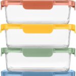 Ello Color Lock 5 Cup 10PC, 5 Pack Glass Meal Prep Sets Leak-Proof Glass Food Storage Containers with Airtight BPA-Free Plastic Lids, Dishwasher, Microwave, and Freezer Safe, Desert Festival