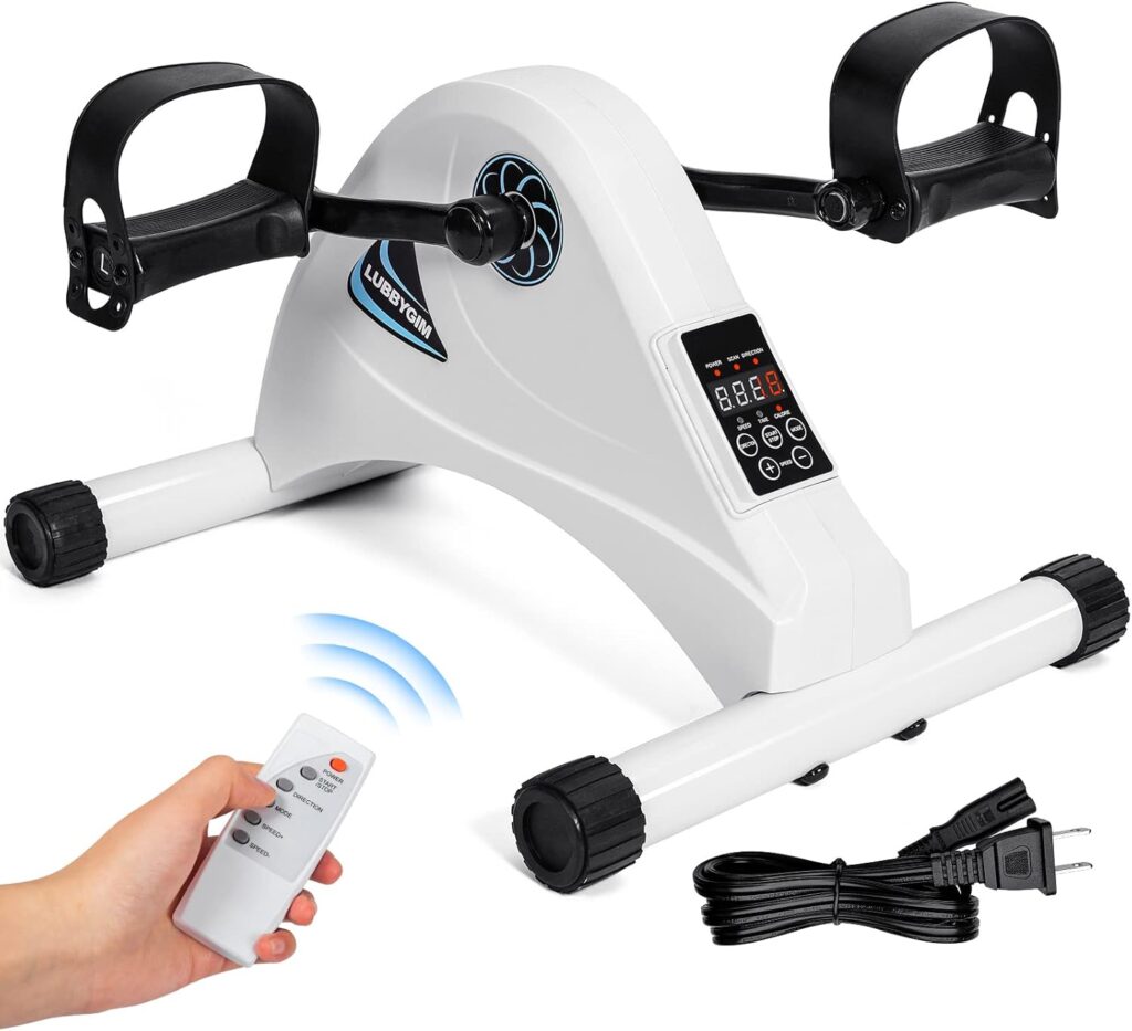 Motorized Mini Exercise Bike Pedal Exerciser for Seniors Rehab Training, LUBBYGIM Electric Under Desk Bike Pedal Exerciser for Arm/Leg Fitness & Physical Therapy, Multiple Levels Speed Adjustment