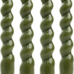 MAITREYA Olive Spiral Taper Candles – Conical Stick Handmade Twisted Candles, Set of 4 for Decoration, Weddings, Party, Church – Unscented, Dripless, 7.5 inch