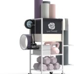 Yoga Mat Storage Rack,Home Gym Storage Rack Gym Workout Equipment Storage Organizer Fitness Weight Rack on Wheels for Yoga Mat,Yoga Block,Foam Roller,Resistance Band,Dumbbell,Kettlebell and Other Workout Accessories