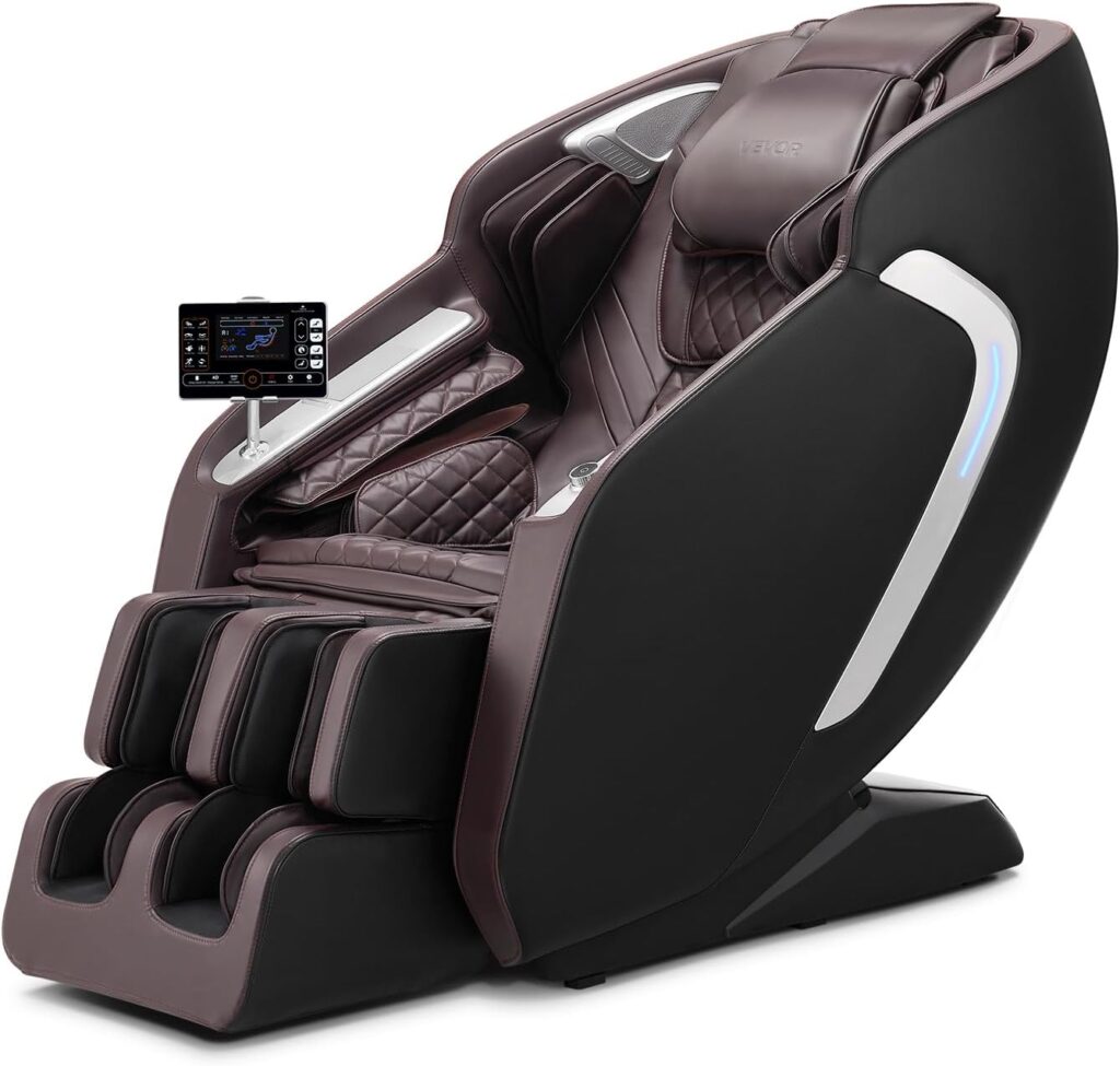 VEVOR Massage Chair, 4D Full Body Zero Gravity Recliner with SL Track, Yoga Stretch, AI Voice Control, Heat, Foot Roller, Retractable Pedal, 36 Airbags, LCD, Armrest Controls, Rolling Base