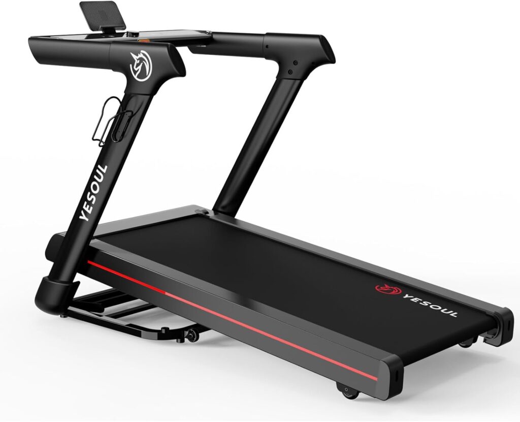 YESOUL Folding Treadmills for Home, 10% Auto Incline, 300lbs Capacity, 3.5HP Supper Quiet Brushless, 47″x18″ Spacious Running Belt, LED Display & App with Scenic Routes & Live Classes