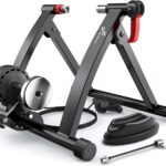 Sportneer Bike Trainer – Magnetic Stationary Bike Stand for 26-28″ & 700C Wheels – Adjustable 6 Level Resistance Bike Trainer Stand for Indoor Riding with Quick Release Lever & Front Wheel Riser Block