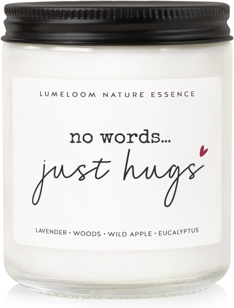 Sympathy Gifts for Loss of Loved One, Memorial Gifts – 9oz Lavender Scented Soy Wax Candle – No Words Just Hugs, Bereavement, Grief, Think of You, Condolence, Get Well Candle for Women