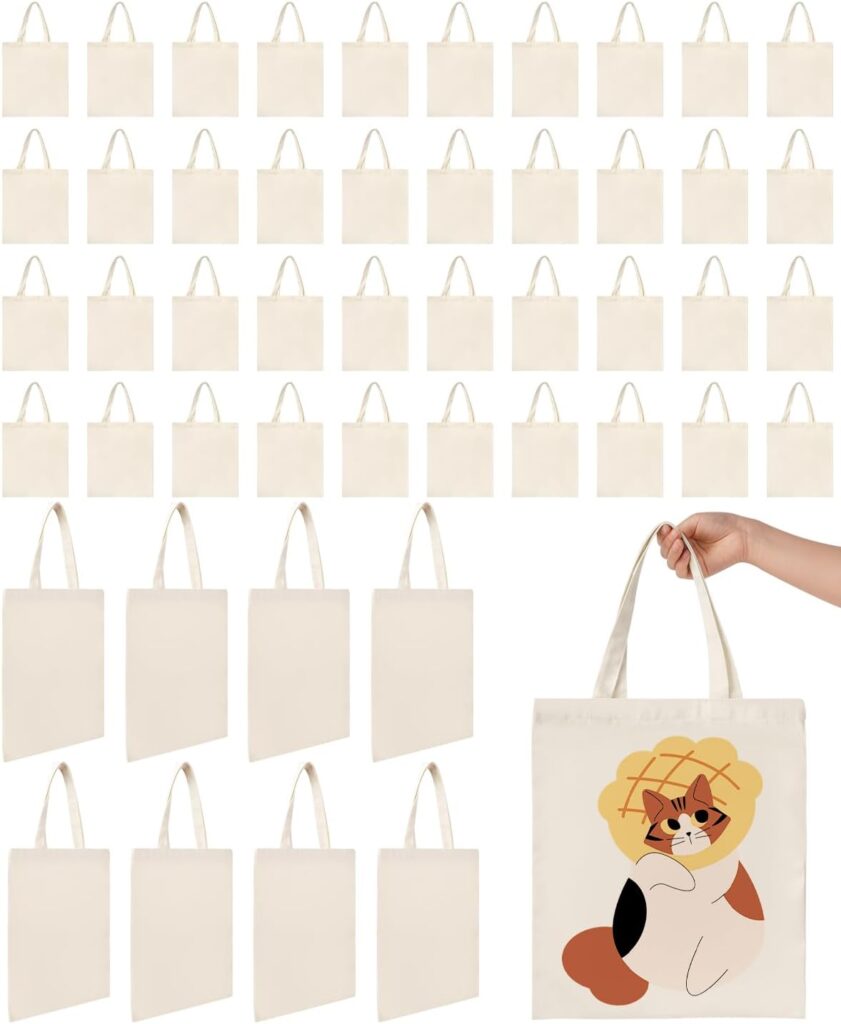 Lzerking Canvas Tote Bag Bulk 50/120 Pack, 13×15 Inches Sublimation Tote Bags for DIY, Gift