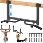 Kipika 32″ Ceiling Mounted Pull Up Bar – Heavy Duty, Highly Adjustable, Multifunctional Chin Up Bar – Home Gym System with Punching Bag Hanger and Resistance Bands Training