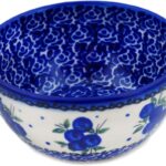 Authentic Polish Pottery Bowl 4-inch in Lovely Blueberries Design Handmade in Bolesławiec Poland by Ceramika Bona + Certificate of Authenticity
