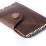 Handmade Vintage Leather Wallet – Slim Front Pocket Credit Card Holder, Hand-Stitched Genuine Cowhide Wallet for Men & Women, Holds 4-8 Cards + Cash (Beige stitching, Small Flap Wallet)