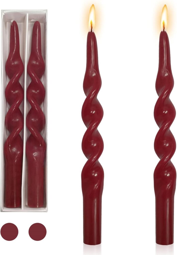 Taper Candle Red Twist Candlesticks,Gedengni 10 Inch Spiral Candles Long Candle Sticks Handmade Twisted Candles Tall Tapered Candles for Dinner Decor Women Gift Idea,1D-RED