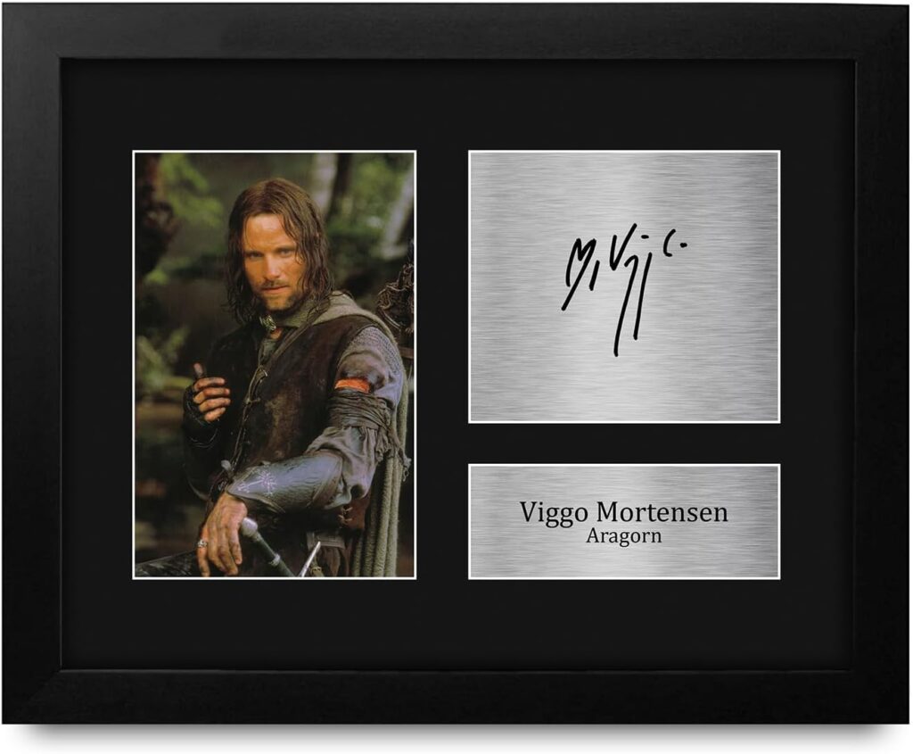 HWC Trading Viggo Mortensen Lord of the Rings Aragorn Framed Gifts Printed Signed Autograph Picture for Movie Memorabilia Fans – US Letter Size