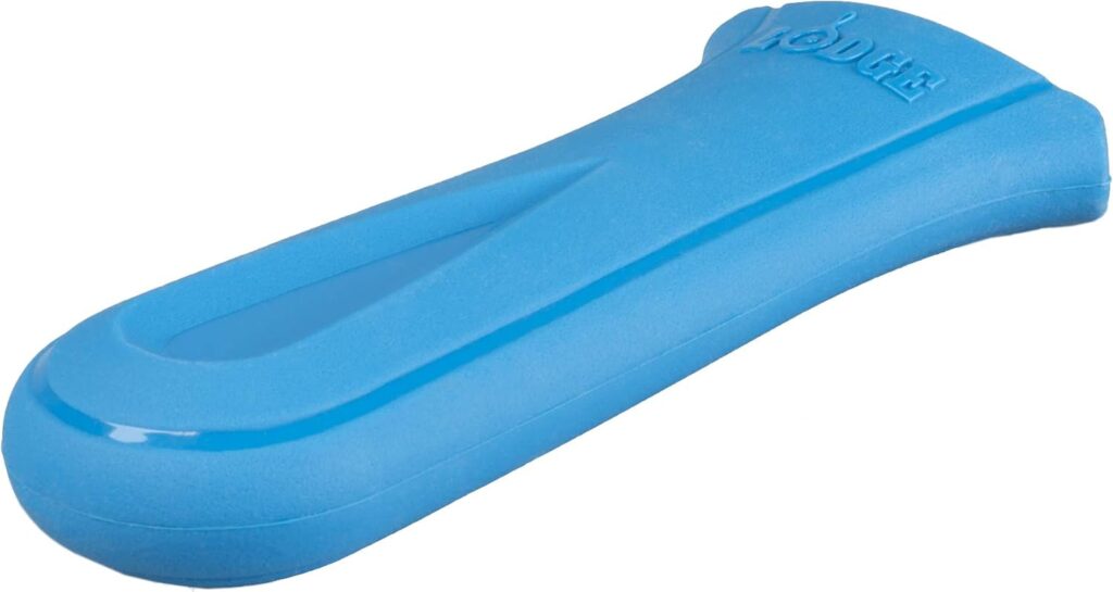 Lodge Deluxe Silicone Hot Handle Holder – Dishwasher Safe Hot Handle Holder Designed for Lodge Cast Iron Skillets 9 Inches+ w/ Keyhole Handle – Reusable Heat Protection Up to 550° – Ocean