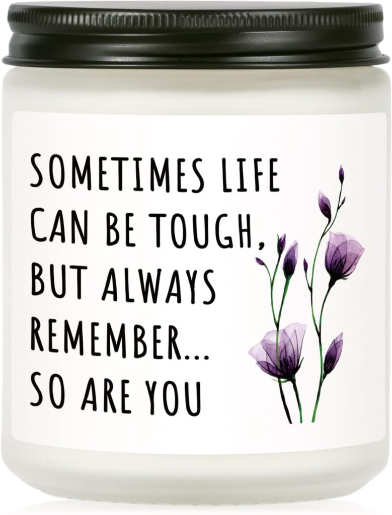 Shqiueos Get Well Gifts for Women, Inspirational Candle 7oz, Cancer Care Gifts for Women, Sympathy Gift, Cheer up, Comfort, Surgery Recover, Encouragement Lavender Scented Handmade Candle