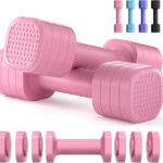 Zempox Adjustable Dumbbell Set of 2, 4 in 1 Free Weights Dumbbells Set for Women, Hand Weights for Women at Home, Each 2lb 3lb 4lb 5lb with TPU Soft Rubber Handle for Home Gym Exercise Training