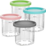 Containers Replacement for Ninja Creami Pints and Lids – 4 Pack, 16oz Cups Compatible with NC301 NC300 NC299AMZ NC290 Series Ice Cream Maker – BPA-Free & Dishwasher Safe