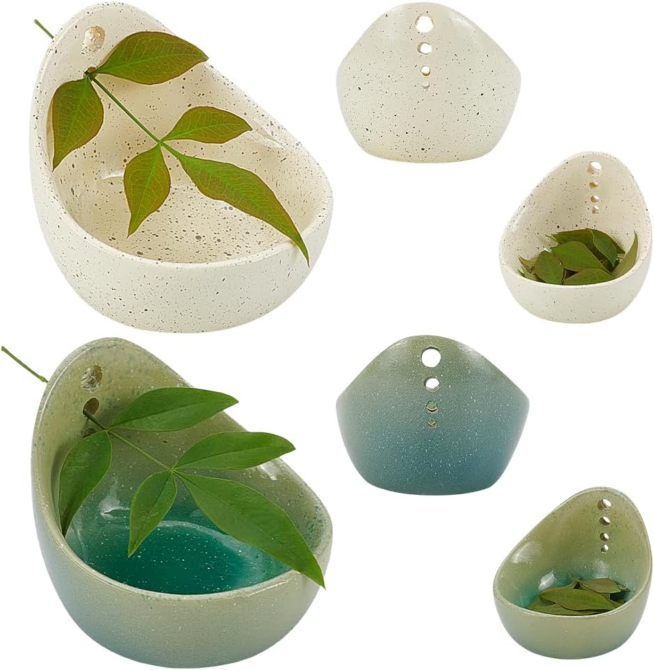 WEBEEDY 2 Styles Pottery Herb Stripper Bowls Handmade Ceramic Herb Stripper Tool with Different Hole Size, Decorative Small Pottery Cup for Kitchen Separating Leaves and Stems, 2.4×2.5x2inch/6×6.3x5cm