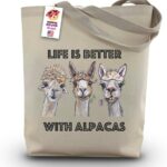 Alpaca Tote Bag – Life is Better Alpaca – Alpaca Gifts – Alpaca Gifts – Handmade Tote – Alpaca Canvas Bag – Shopping Bag – Mother’s Day Alpaca – Shoulder Bag – Grocery Bag – Handbag – Beach Bag