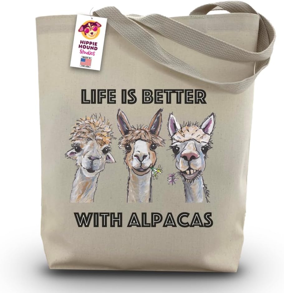Alpaca Tote Bag – Life is Better Alpaca – Alpaca Gifts – Alpaca Gifts – Handmade Tote – Alpaca Canvas Bag – Shopping Bag – Mother’s Day Alpaca – Shoulder Bag – Grocery Bag – Handbag – Beach Bag