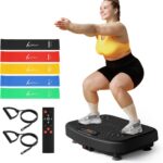 SoftGym Vibration Plate Exercise Machine for Lymphatic Drainage,Power Vibrate Stand Shake Board 450 Lbs Capacity Whole Body Workout Waver with Fitness Resistance Bands Weight Loss Gifts for Women Men