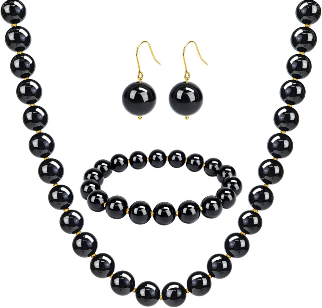 Beaded Necklaces for Women, Natural Gemstone Bead Choker Necklace10MM Bead Strand Choker Collarbone Necklace Healing Crystal Chakra Necklace Western Jewelry For Women Jewelry Gifts