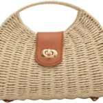 Straw Tote Bag for Women Mini Crossbody Bag Chic Tote Purses Retro Satchel Bag Handmade Shoulder Bag Beach Straw Bag Handbag