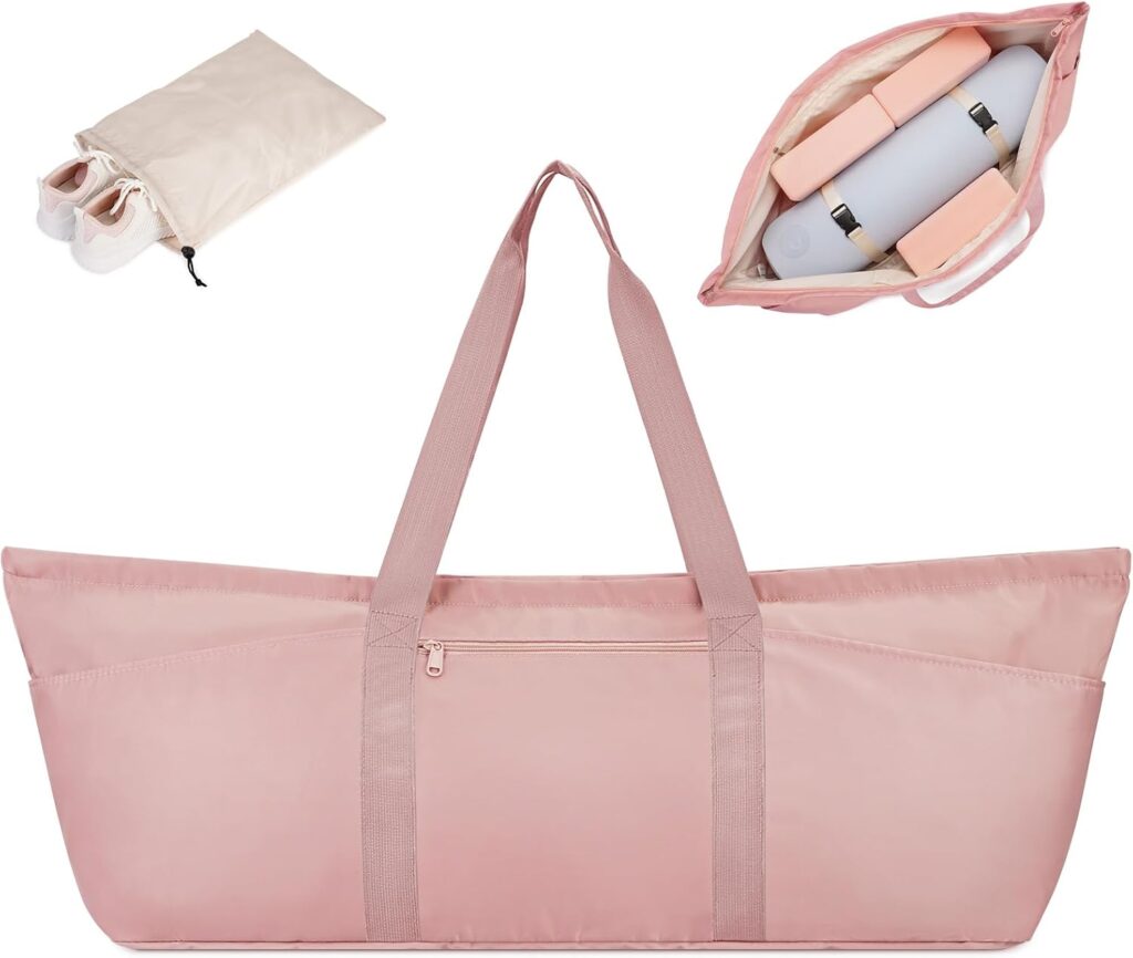 Large Yoga Mat Bag with Shoes Compartment and Wet Pocket Ladies Pilates Gym Tote Bag with Yoga Mat Holder Strap for Women Men Workout Carrier Stuff Accessories