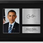 HWC Trading US President Barack Obama Autograph USL Framed Signed Reproduction Printed Print Photo Picture Display for Patriotic Americans – US Letter Size