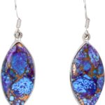 Handmade Purple & Blue Copper Turquoise Drop Earrings – 925 Sterling Silver Gemstone Dangle Earrings for Women – Unique Boho Chic Jewelry Gift