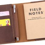 Leather Notebook Cover for Field Notes, Handmade Journal Cover for Moleskine Cahier Journal, Leather Cover with Pen Holder fits 3.5″ x 5.5″ Pocket Notebook – Brown