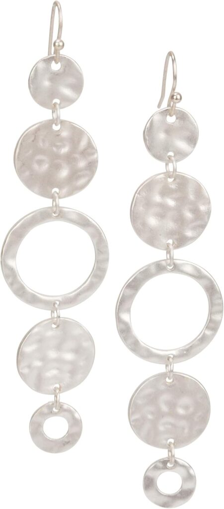 Handmade Matte Textured Boho 5 Circle Dangle Earrings or Women