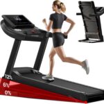 12% Incline Treadmill with Handle, 3-in-1 Portable Treadmills for Home and Office, Foldable Treadmills with 300 Lbs Weight Capacity, 3.0HP Quiet Walking Pad Treadmill, Three Touch Screen