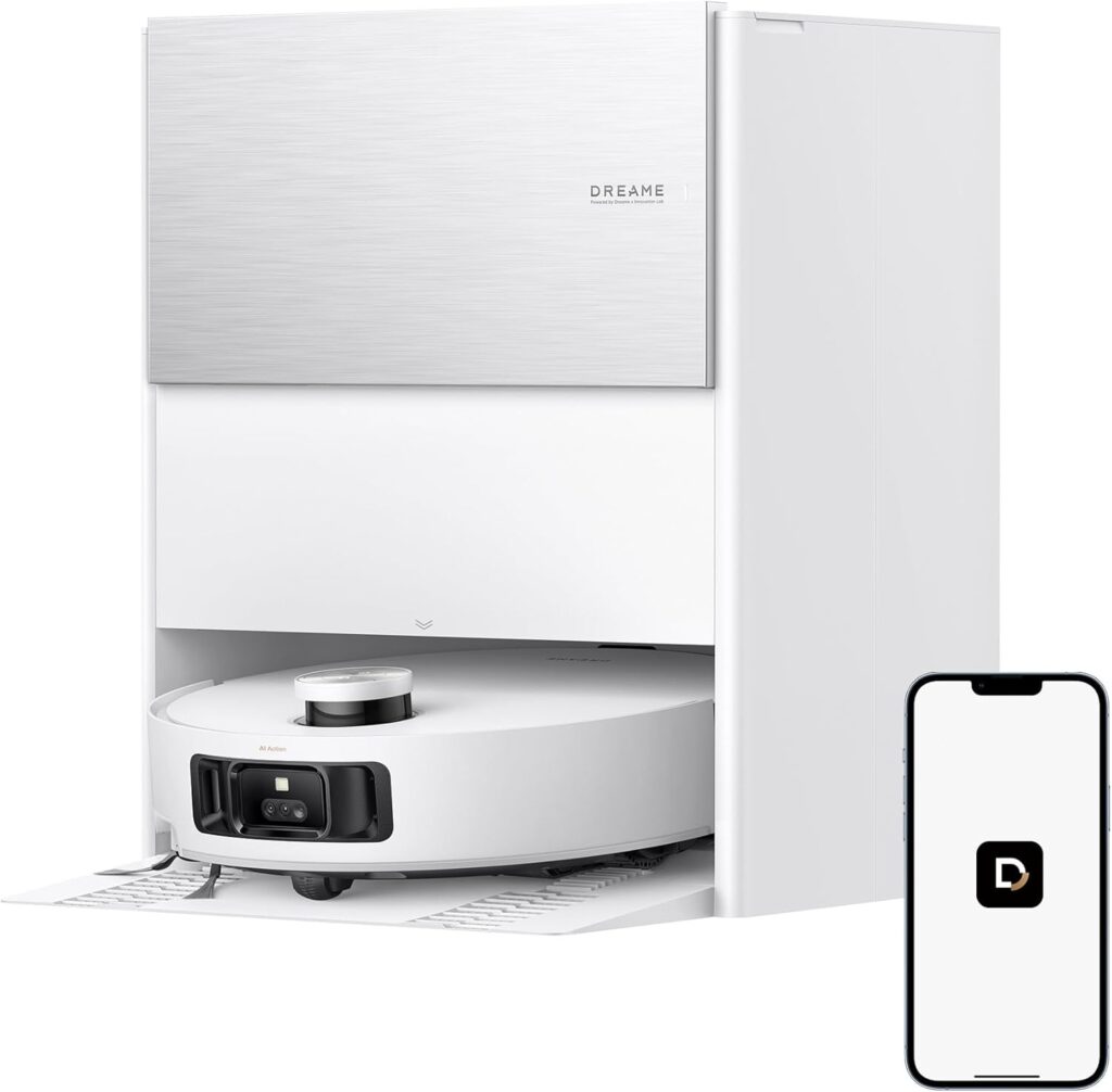 DREAME Aqua10 Roller Robot Vacuum, AquaRoll Mopping, 30,000Pa Suction, 100% Detangling, Carpet-Protecting Roller Guard, Clear 2.36in Obstacle, Self-Empty, Self-Cleaning, Roller Mop Extending