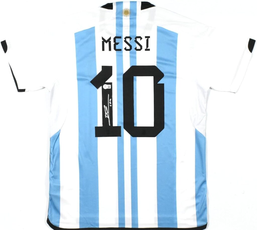 Lionel Messi Signed Argentina FC Soccer Jersey #10 – Beckett W Hologram – Autographed Soccer Jerseys