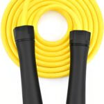 Weighted Jump Rope, 1LB Tangle-Free Ball Bearing Rapid Speed Skipping Rope for Men Women, Adjustable 9mm Cotton & PVC Rope with Alum Handle for Boxing MMA Weight-Loss Athletic Workout Fitness