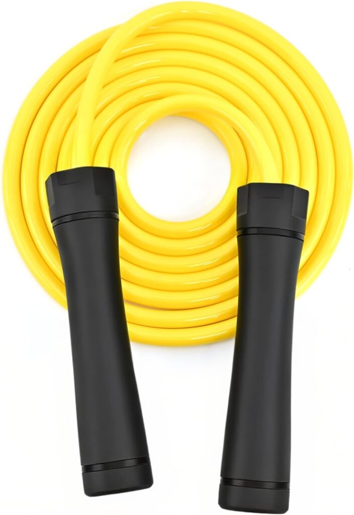 Weighted Jump Rope, 1LB Tangle-Free Ball Bearing Rapid Speed Skipping Rope for Men Women, Adjustable 9mm Cotton & PVC Rope with Alum Handle for Boxing MMA Weight-Loss Athletic Workout Fitness
