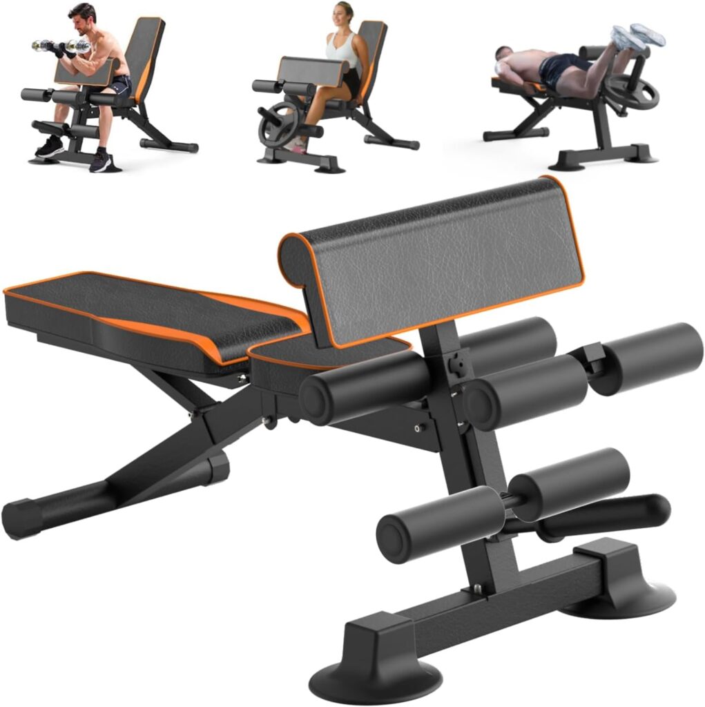 Adjustable Weight Bench, Multi-function Preacher Curl Bench for Home Gym, Foldable Leg Extension and Leg Curl Machine, weight capacity 660LBS.